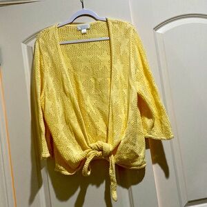CJ Banks Yellow Open-Knit Sweater